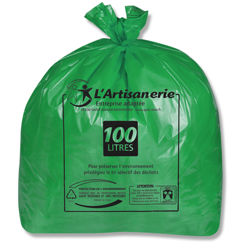 Sacs poubelle 100L à liens - Carton de 100 sacs